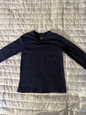 Polo by Ralph Lauren Navy Long-Sleeve Crew Tee with Red Pony